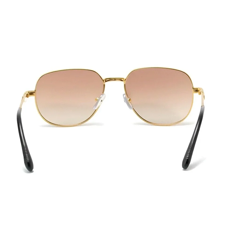 Mens Gold Aviator Sunglasses Brown Gradient Lens Retro Filigree Metal Frame 2026